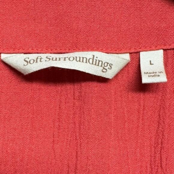Soft Surroundings Paulina Gauze Pullover Tunic Top Coral Embellished Size Large - Picture 7 of 10